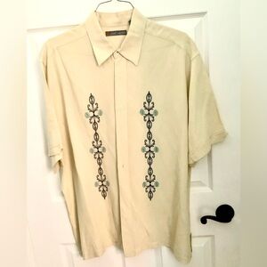 John Henry Yellow Cream Embroidered Men's Shirt